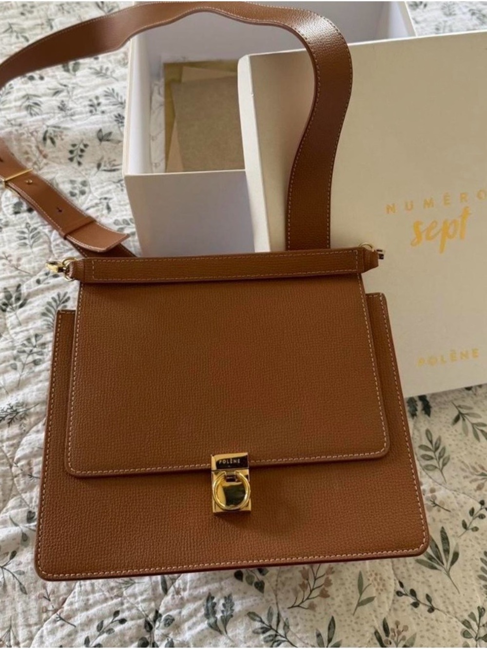 Poléne Numéro Sept in textured Camel.   100% Italian calf leather.